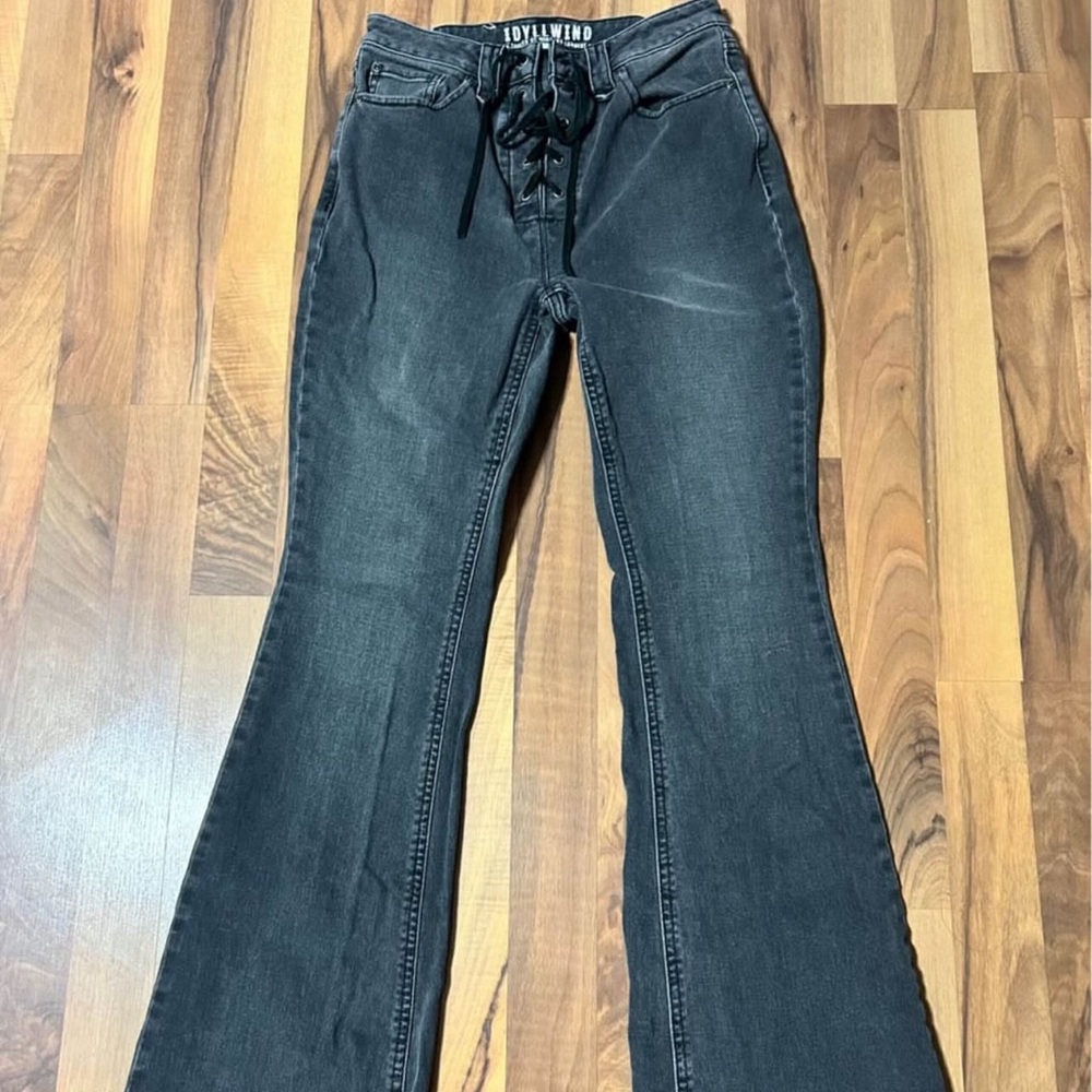 Idyllwind Black Lace-Up Flare Jeans